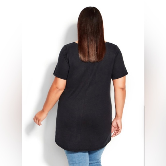 NWT!!🍒AVENUE sz 26W/28W Plus SWING TOP Trim BLACK Cotton Summer Tunic - Picture 3 of 6